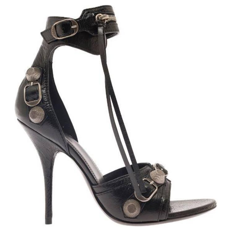 Order (W) Balenciaga Cagole Leren Sandalen ''Zwart Zilver'' 743057WAD4E1081