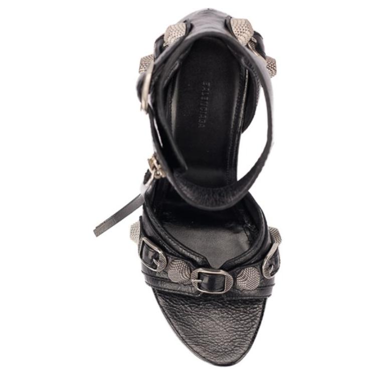 Purchase (W) Balenciaga Cagole Leren Sandalen ''Zwart Zilver'' 743057WAD4E1081