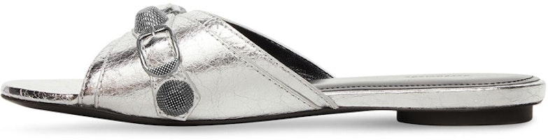 (Women) Balenciaga Cagole Metallic Slides 'Silver Black' 694342WBDK38018 (Women) Balenciaga Cagole Metallic Slides 'Silver Black' 694342WBDK38018