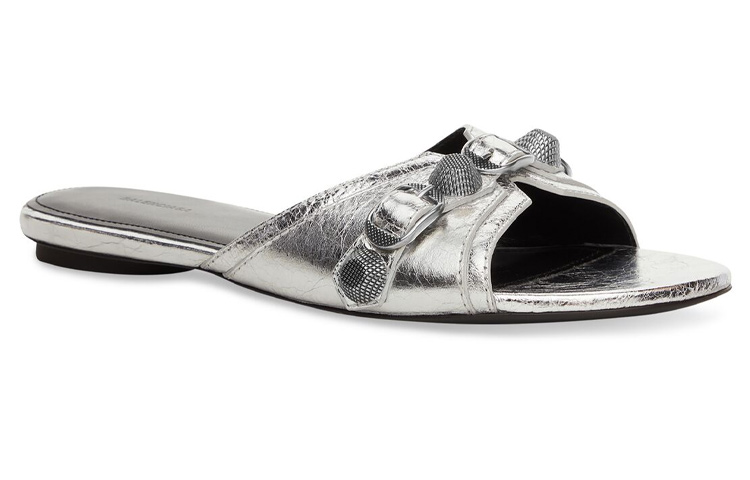 Order (W) Balenciaga Cagole Sandalias Metálicas 'Plata Negra' 694342WBDK38018