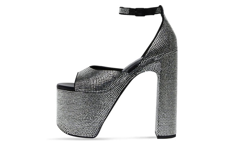 (Women) Balenciaga Camden 'Diamond Buckle High Heel' Sandals White Black 742409WBC511000