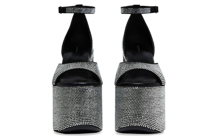 Purchase (W) Balenciaga Camden ''Sandali con Tacco Alto e Fibbia Diamante'' Bianco Nero 742409WBC511000