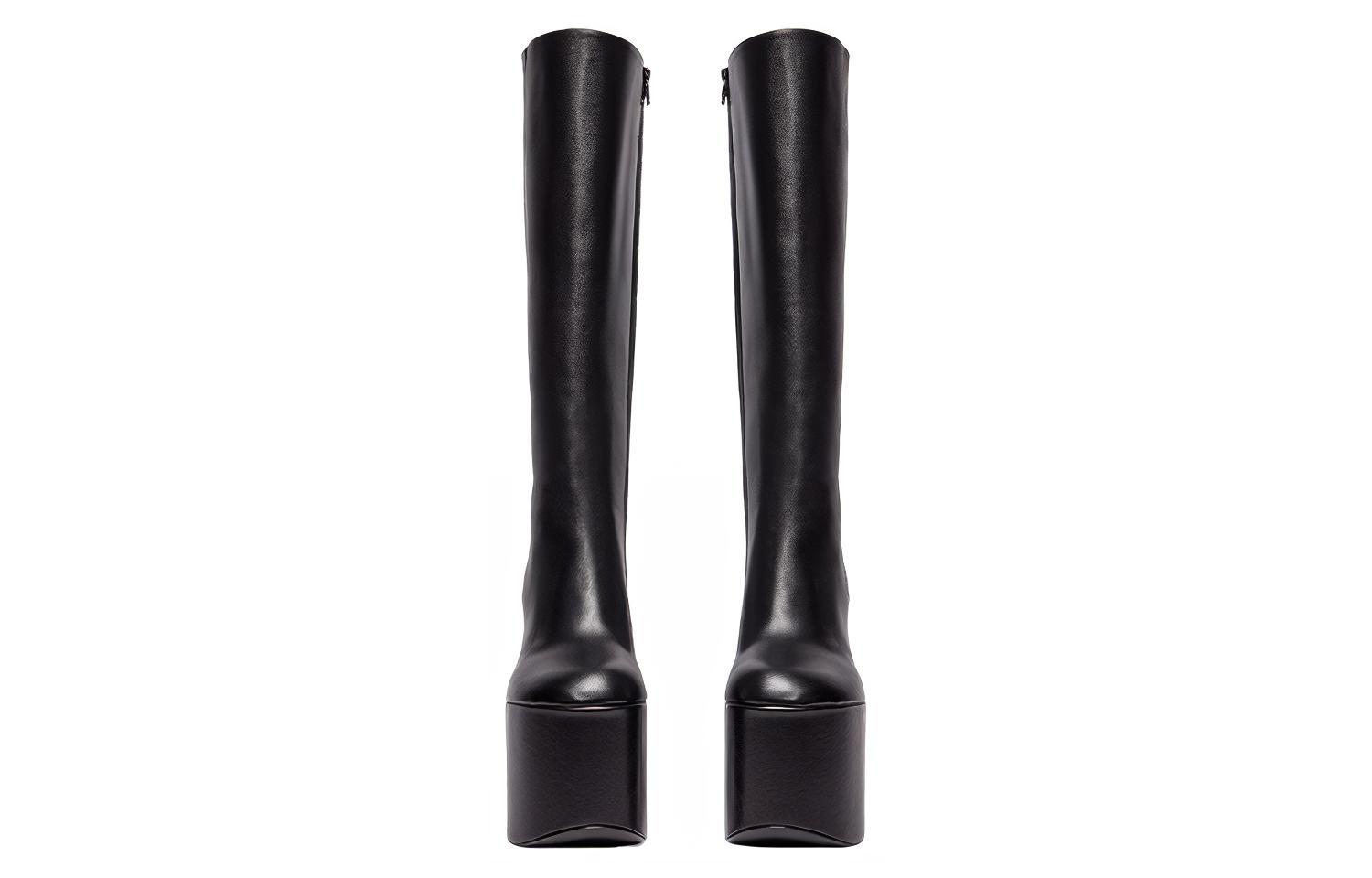 Shop (W) Balenciaga Camden Stivali Alti in Pelle Nera 742432WB9G11000