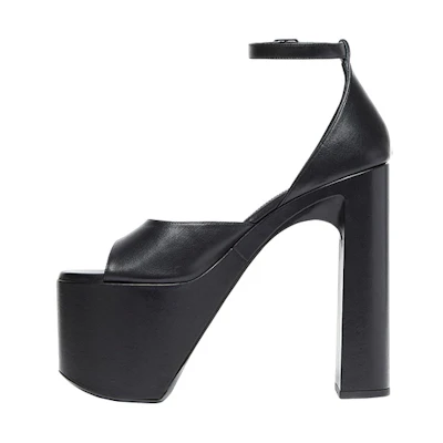 (W) Balenciaga Camden 160mm Sandals Black Leather