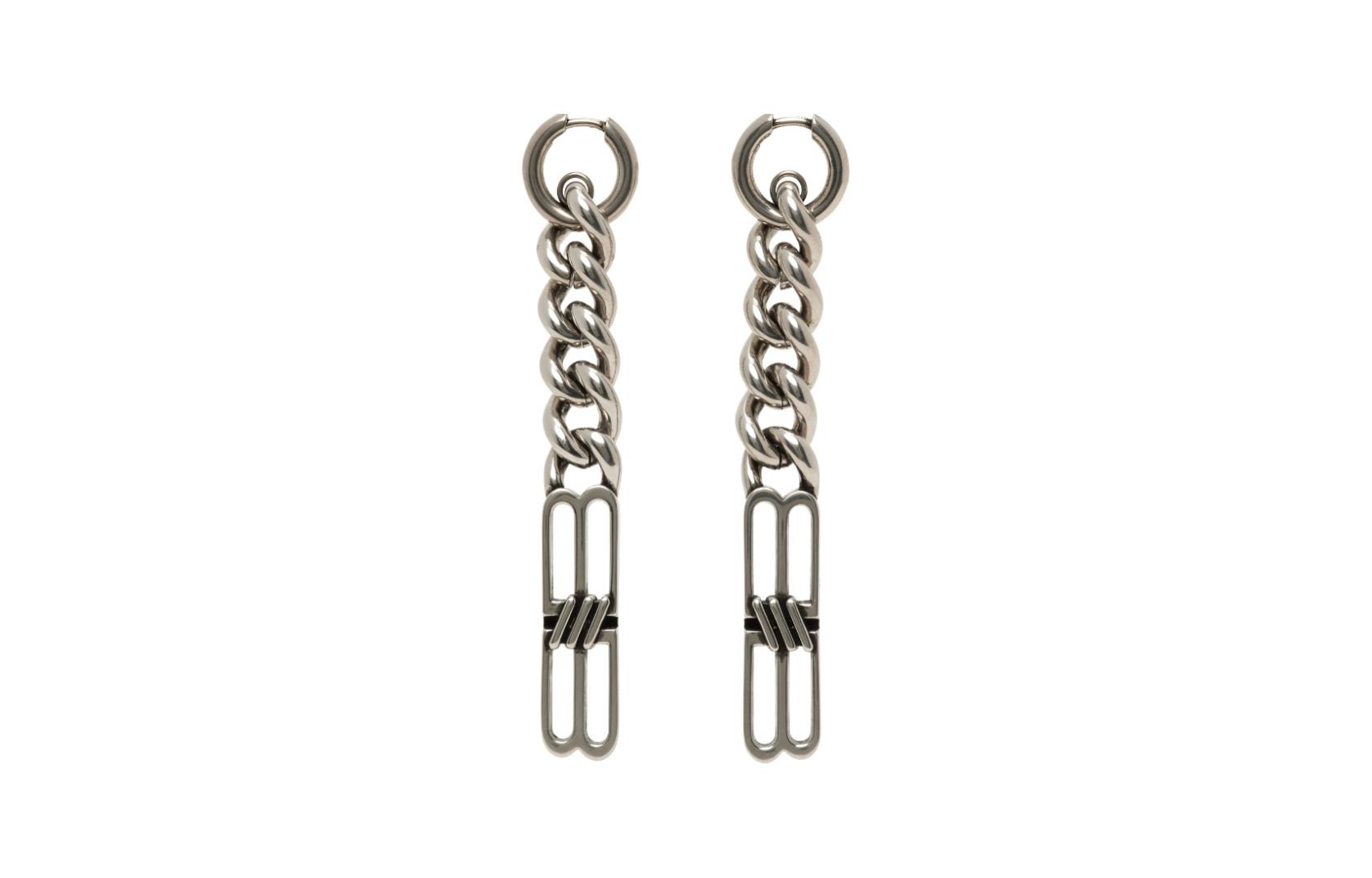 (Women) Balenciaga Chain Embellished Brass  Earrings Silver 765667TZ99I0911