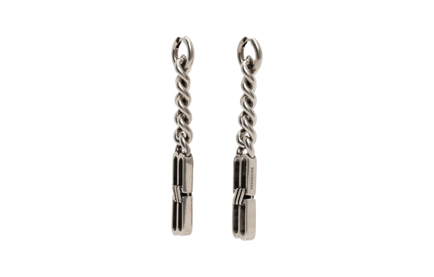 (Women) Balenciaga Chain Embellished Brass  Earrings Silver 765667TZ99I0911 圖 3