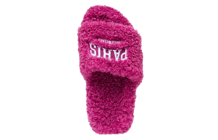 Shop (Women) Balenciaga Cities Paris Furry Slides 'Pink' 654261W2DO25301