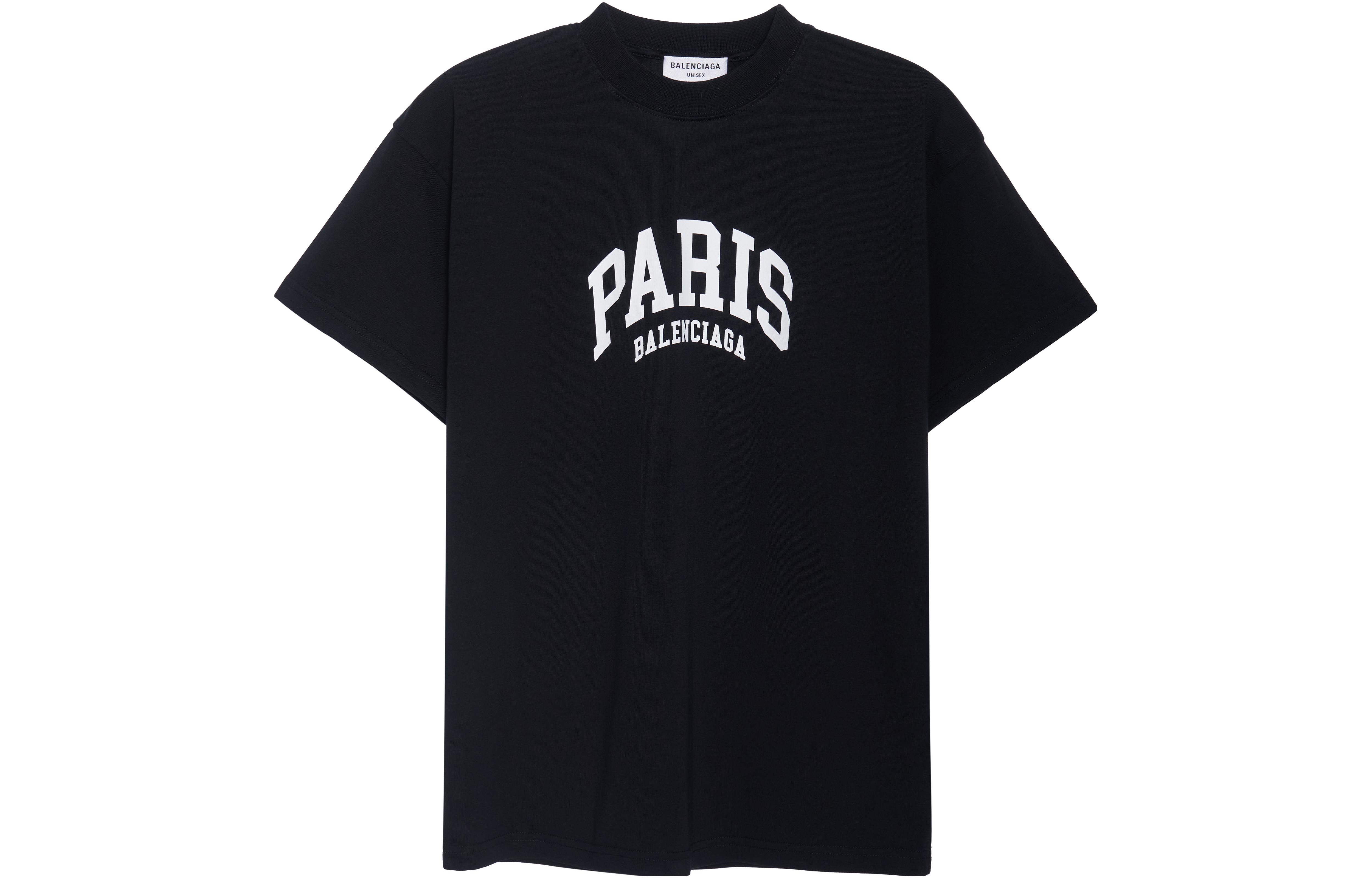(Women) Balenciaga Cities Paris SS22 Logo Print  Oversized Black T-Shirt. 612965TLVL71070 圖 2