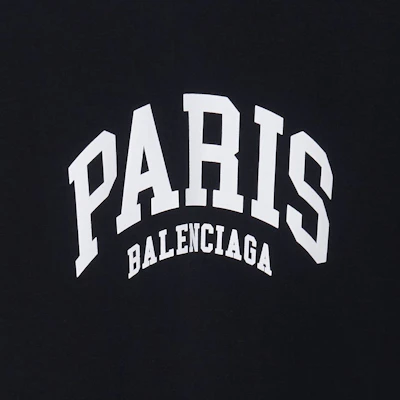 (W) Balenciaga Cities Paris SS22 Kaos Hitam Oversized dengan Logo Print. 612965TLVL71070 Shop (W) Balenciaga Cities Paris SS22 Kaos Hitam Oversized dengan Logo Print. 612965TLVL71070
