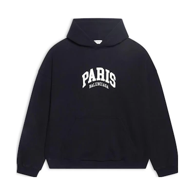 (Women) Balenciaga City Series SS22 Logo Print Oversized Hoodie Women’s Black 675003TLVL81070