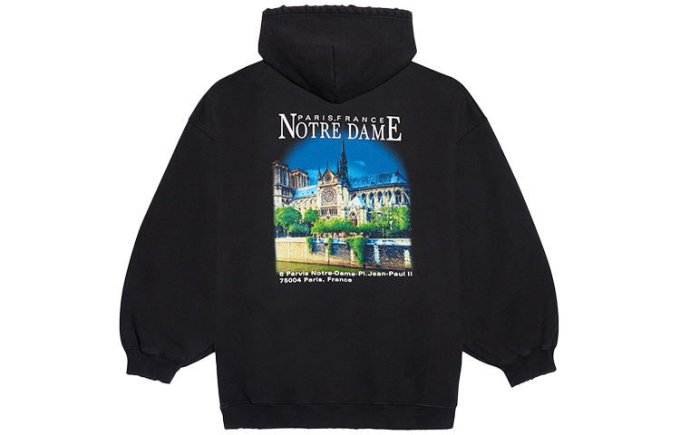 (Women) Balenciaga Classic Church Print Hoodie Black - Oversized Fit 641529TJVH91000 圖 3