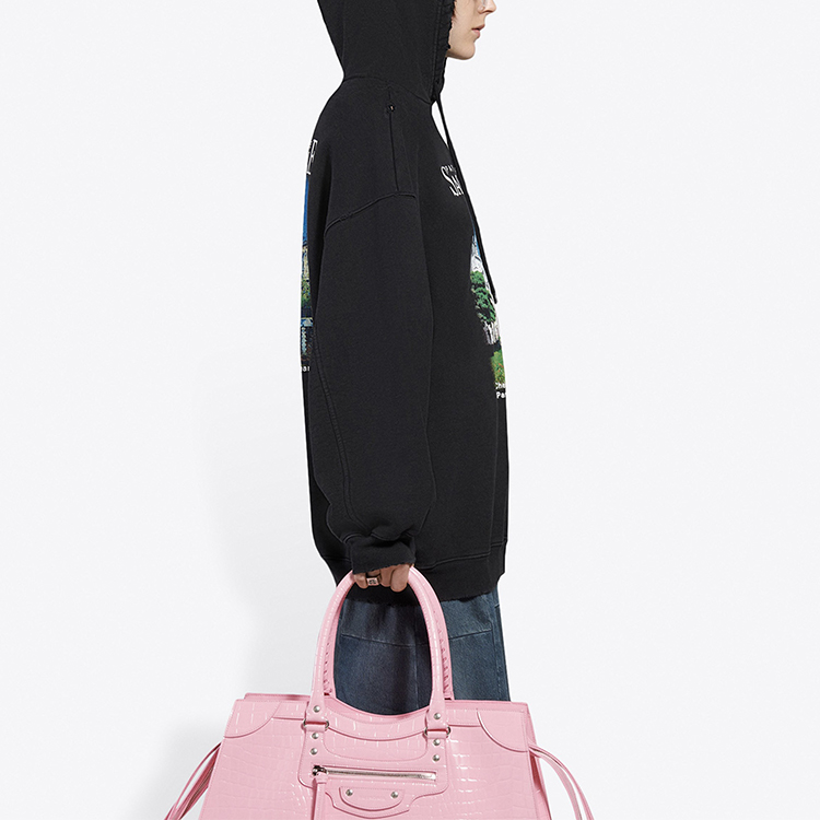 (Women) Balenciaga Classic Church Print Hoodie Black - Oversized Fit 641529TJVH91000 圖 6