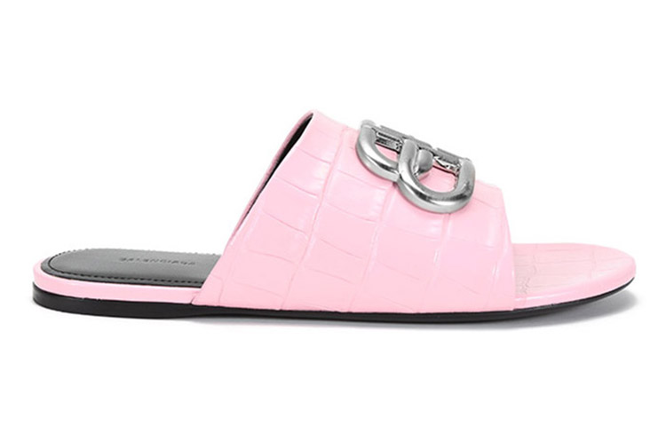 Order 巴黎世家Crocker頭層牛皮套穿圓頭舒適時尚涼拖女款淺粉色