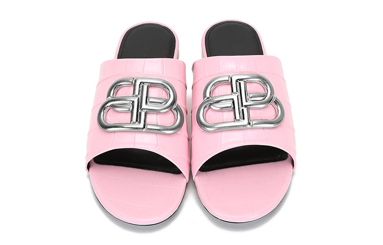 Shop 巴黎世家Crocker頭層牛皮套穿圓頭舒適時尚涼拖女款淺粉色