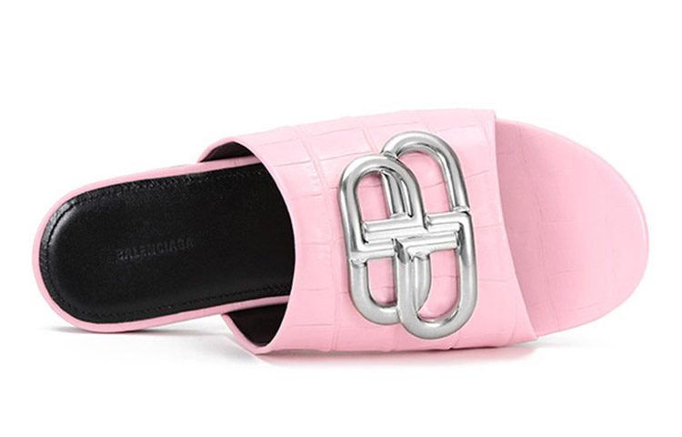 Purchase 巴黎世家Crocker頭層牛皮套穿圓頭舒適時尚涼拖女款淺粉色