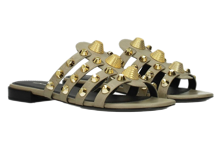 Lookbook (W) Sandalias de Moda Balenciaga Clog de Cuero 'Beige' 531112WA6D02901