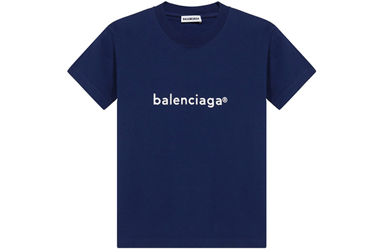 (Women) Balenciaga Cotton Crewneck T-Shirt Purple Blue 612964TIV541195