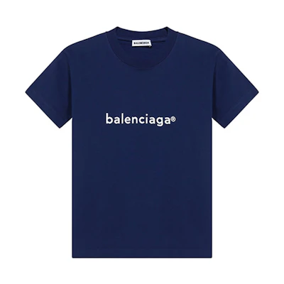 (Women) Balenciaga Cotton Crewneck T-Shirt Purple Blue 612964TIV541195