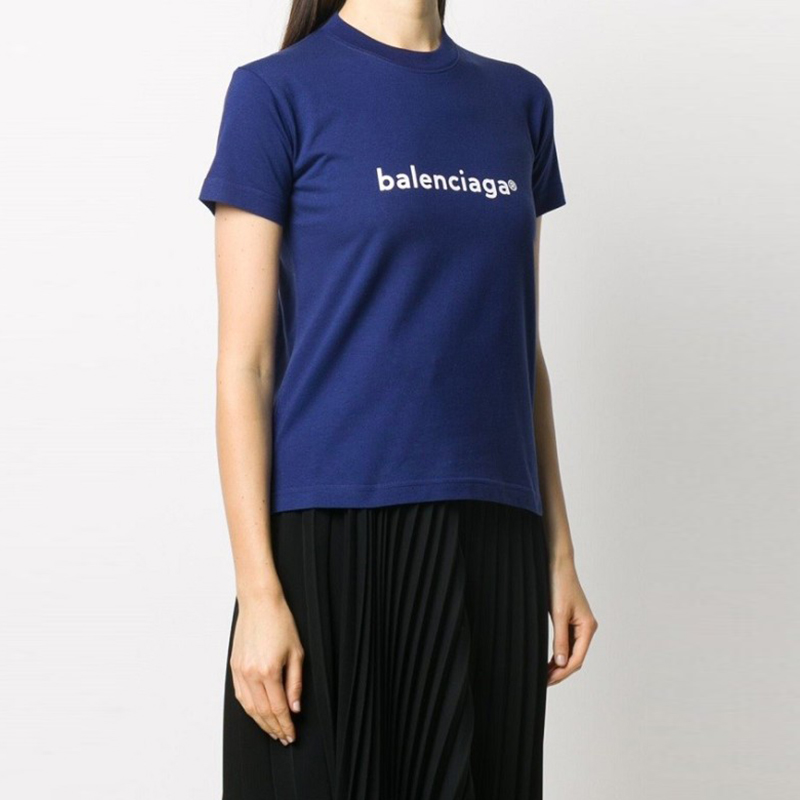 (Women) Balenciaga Cotton Crewneck T-Shirt Purple Blue 612964TIV541195 圖 4