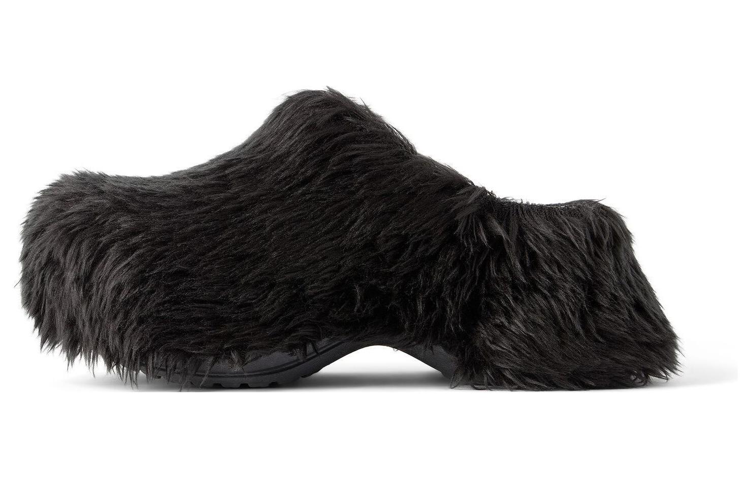 (Women) Balenciaga Crocs Mules 'Black Fake Fur on Rubber' 720762W0FOU1000