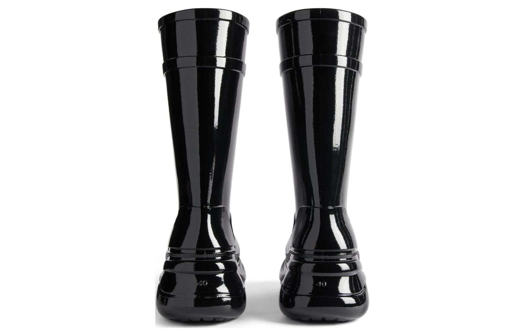 (W) Balenciaga Crocs Patent-Finish Boots 'Black' 圖 5