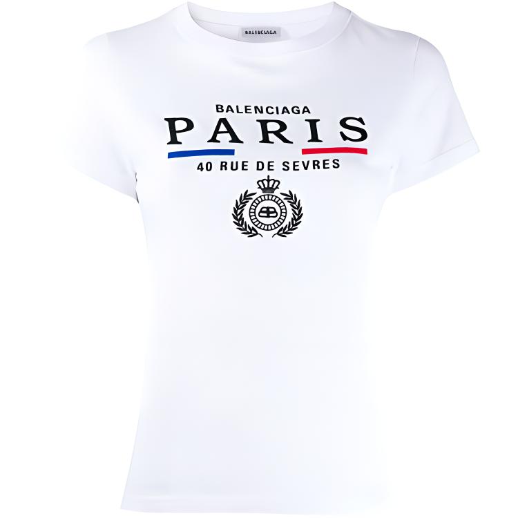 (Women) Balenciaga Crown Print Crewneck Short Sleeve T-Shirt White 578133TGV489000