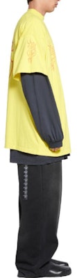 (Women) Balenciaga Darkwave Oversized Yellow T-Shirt Letter Print Crewneck Casual Fit. 739028TPVN57175 Details for (Women) Balenciaga Darkwave Oversized Yellow T-Shirt Letter Print Crewneck Casual Fit. 739028TPVN57175