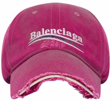 (Women) Balenciaga Distressed Logo Cotton Cap Pink Baseball Hat. 673320410B20517 (Women) Balenciaga Distressed Logo Cotton Cap Pink Baseball Hat. 673320410B20517