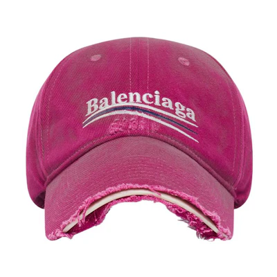 (Women) Balenciaga Distressed Logo Cotton Cap Pink Baseball Hat. 673320410B20517