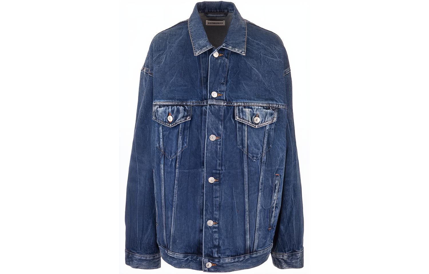 (Women) Balenciaga Distressed Logo Cotton Denim Jacket. 641545TJW214254 圖 2
