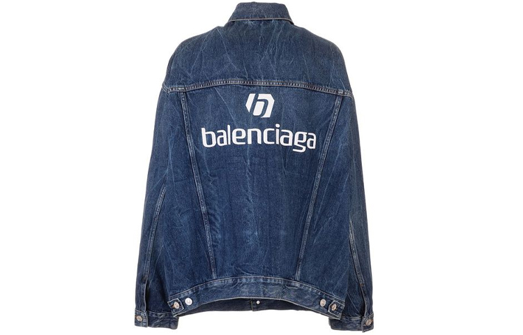 (Women) Balenciaga Distressed Logo Cotton Denim Jacket. 641545TJW214254 圖 3