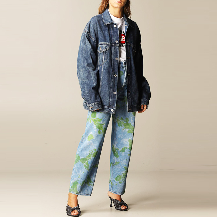 (Women) Balenciaga Distressed Logo Cotton Denim Jacket. 641545TJW214254 圖 4