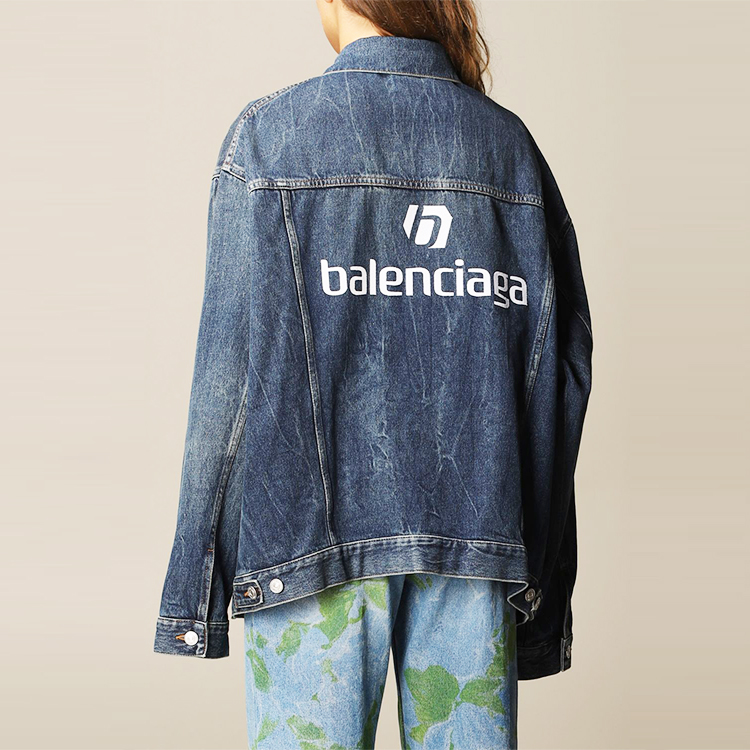 (Women) Balenciaga Distressed Logo Cotton Denim Jacket. 641545TJW214254 圖 6