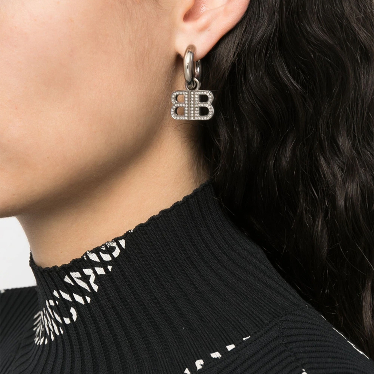 (Women) Balenciaga Double B Brass Earrings for Women. 742704TZ05S 圖 4