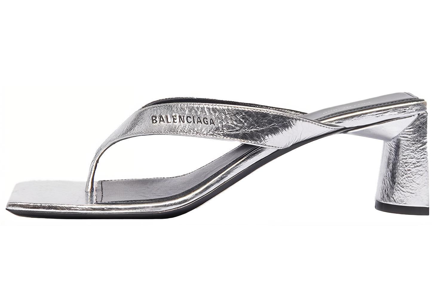 (Women) Balenciaga Double Square Sandals Silver 609639WA9738163