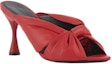 Order (W) Balenciaga Drapy Kulit Biri-Biri Mules Merah 617574WA2M06511