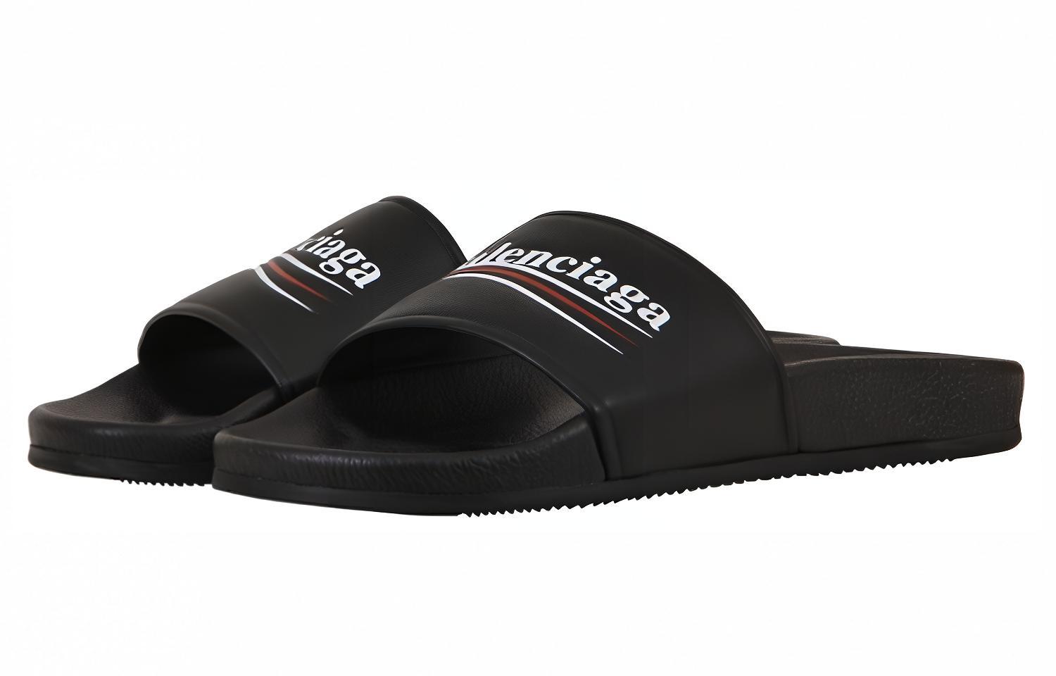 Lookbook (W) Balenciaga Slides met Reliëflogo ''Zwart'' 506351-WAM00-1091