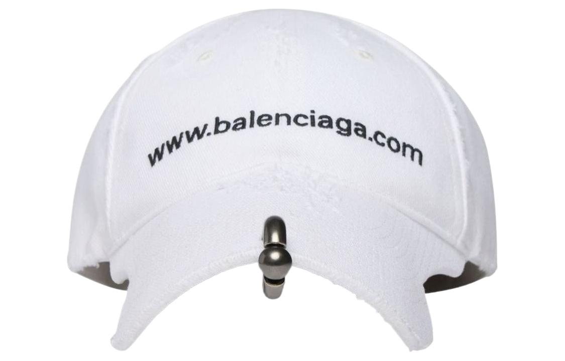 (Women) Balenciaga Embroidered Logo Cotton Baseball Cap White Women’s 750716410B29060