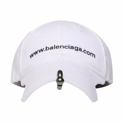 (Women) Balenciaga Embroidered Logo Cotton Baseball Cap White Women’s 750716410B29060