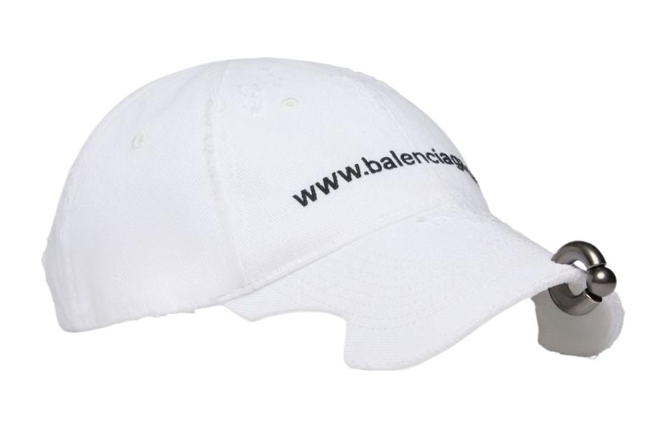 Shop (Women) Balenciaga Embroidered Logo Cotton Baseball Cap White Women’s 750716410B29060
