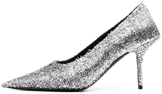 (Women) Balenciaga Fabric 8cm 'Silver High Heel Mules' 719831W2LB08010 Buy (Women) Balenciaga Fabric 8cm 'Silver High Heel Mules' 719831W2LB08010