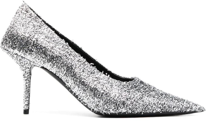 (Women) Balenciaga Fabric 8cm 'Silver High Heel Mules' 719831W2LB08010 Order (Women) Balenciaga Fabric 8cm 'Silver High Heel Mules' 719831W2LB08010