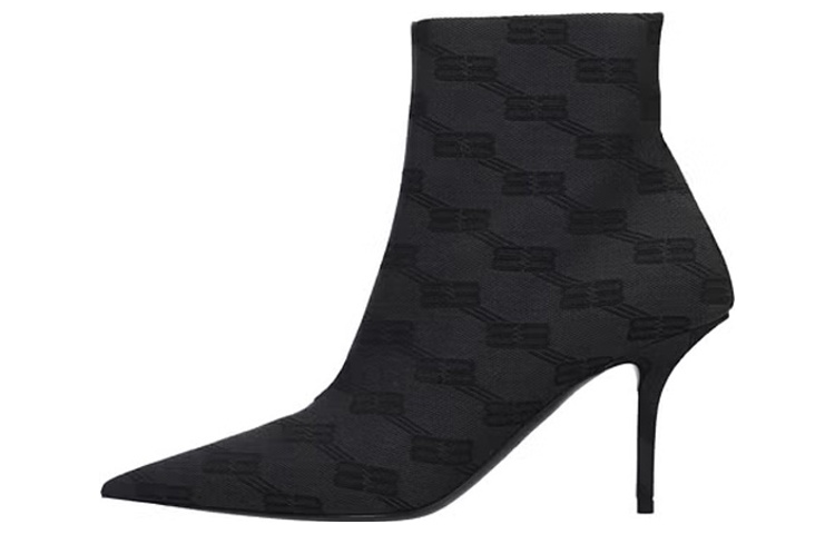 Buy (W) Bottines à Talons Aiguille Balenciaga en Tissu à Zip ''Noir'' 702012W2I101510