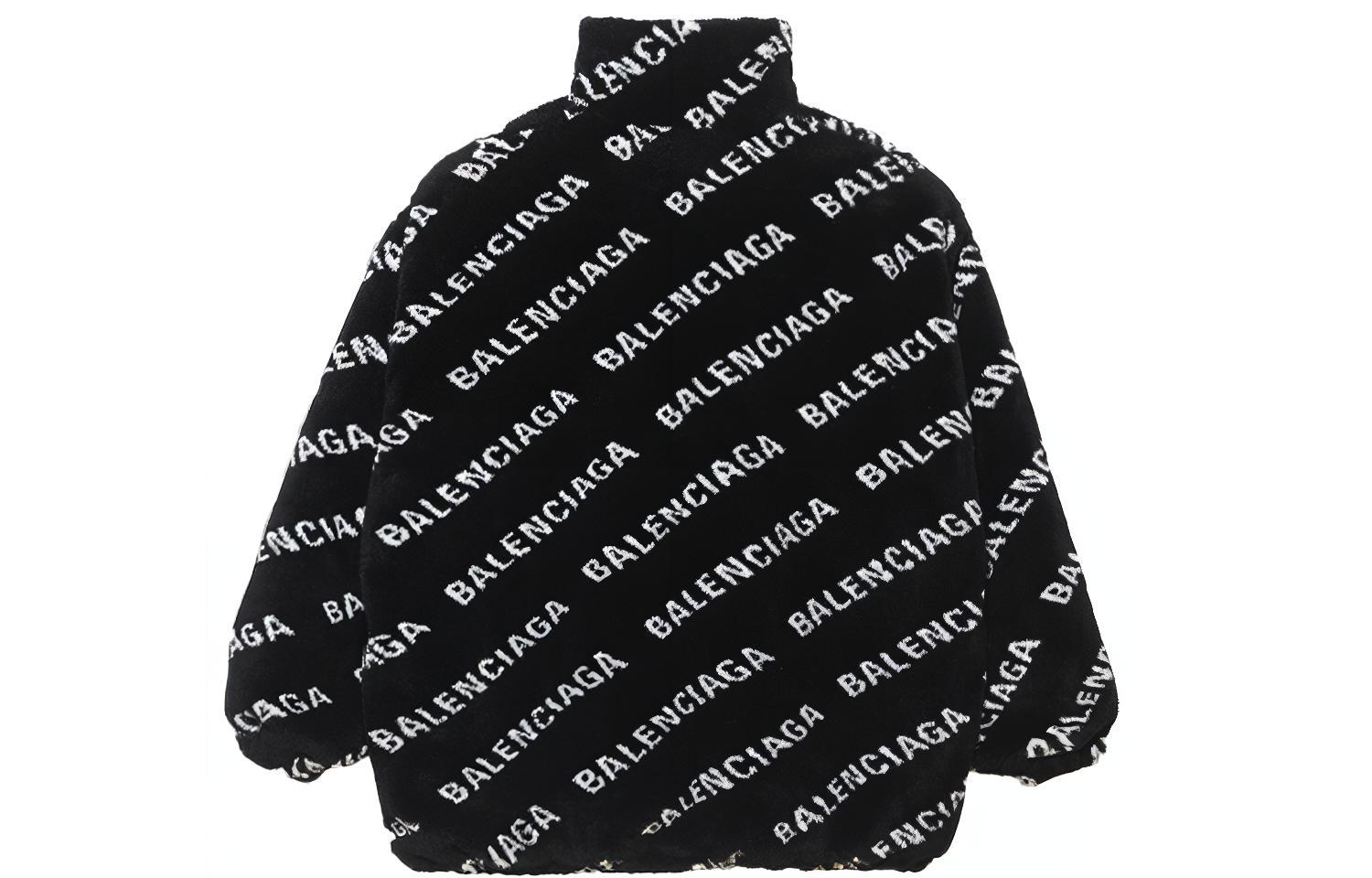 Lookbook (W) 巴黎世家黑色人造毛皮拉链夹克宽松翻领飞行员夹克 595049THQ011001