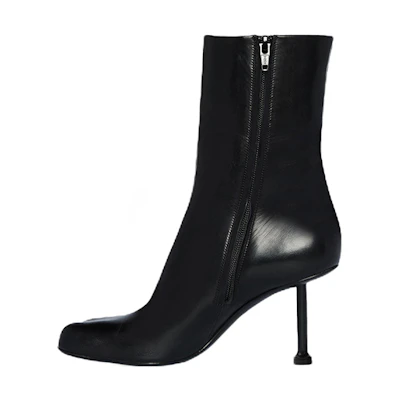 (W) Balenciaga Fetish 80mm Bootie Black Sheepskin
