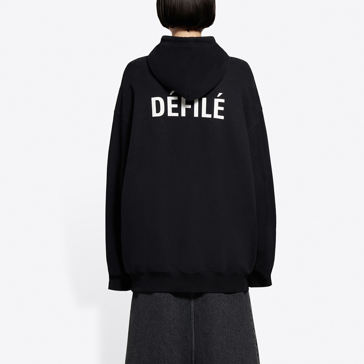 Purchase (Women) Balenciaga Fleece Hoodie Black 641529TJVE51000