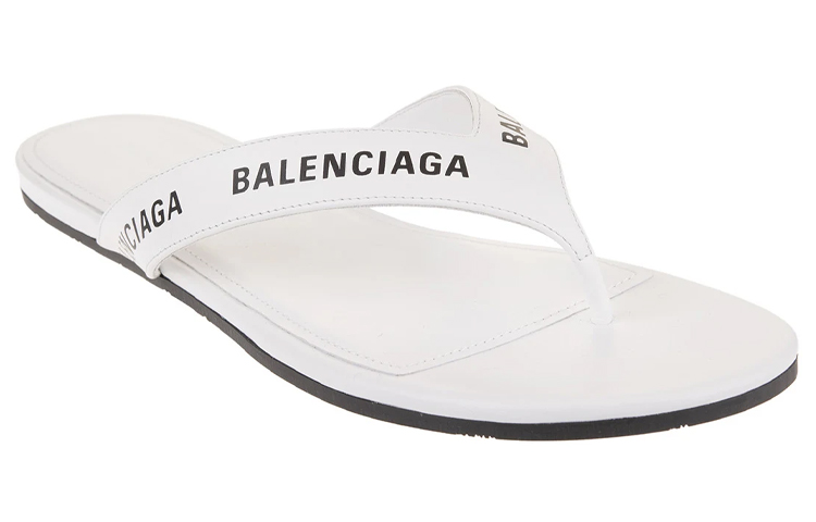 Shop (Women) Balenciaga Flip Flop Slides 'Allover Logo - White'  630051-WBAE1-9010