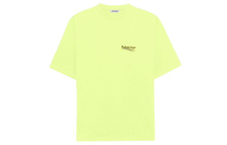 (Women) Balenciaga Fluorescent Yellow Political Campaign Logo Oversized Tee 641655TJVF77110 圖 3