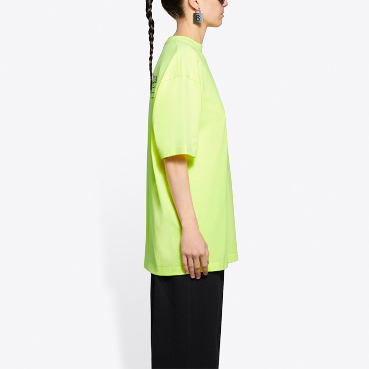 (Women) Balenciaga Fluorescent Yellow Political Campaign Logo Oversized Tee 641655TJVF77110 圖 6