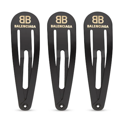 (Women) Balenciaga Front Logo Decorative Hair Clip Black 718872TZ01G5610
